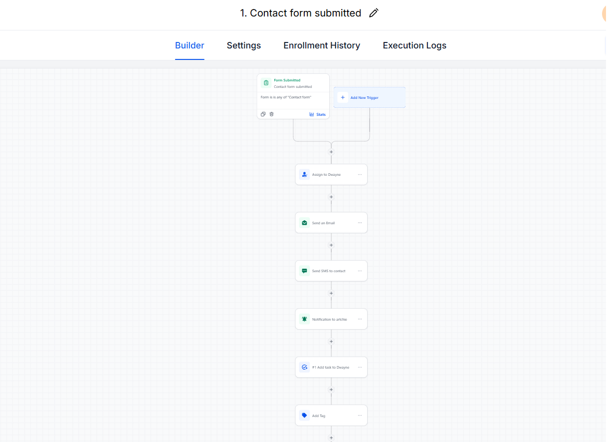 Contact Form Pipeline — automation workflow screenshot